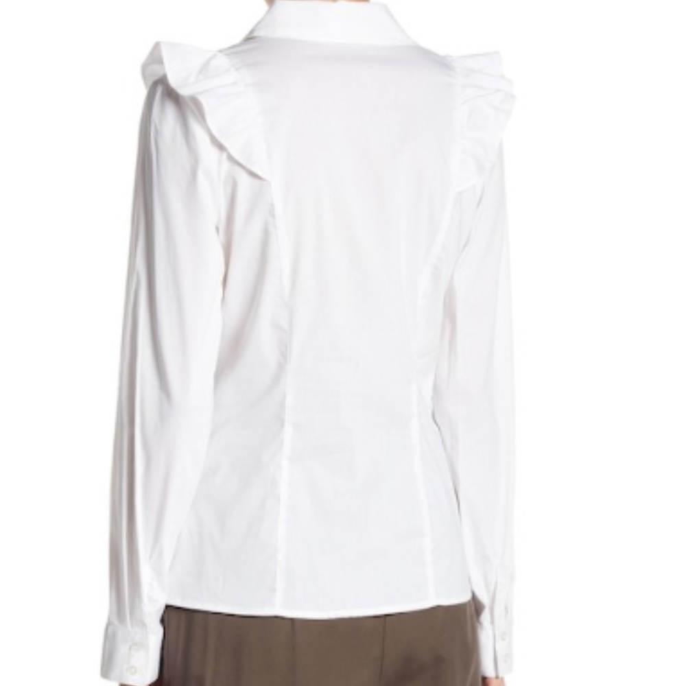 Socialite Ruffle Button Poplin Shirt Size: L - Picture 2 of 2